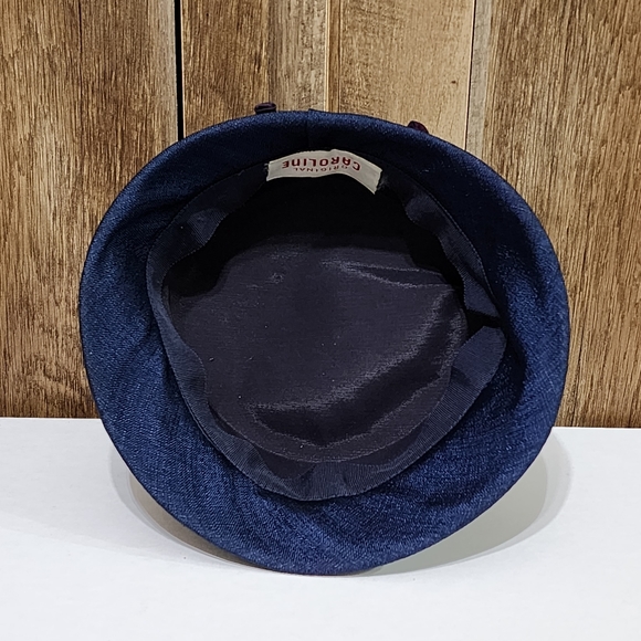 Vtg Original Caroline Blue Fancy Church Hat Structured Rare - Picture 14 of 16